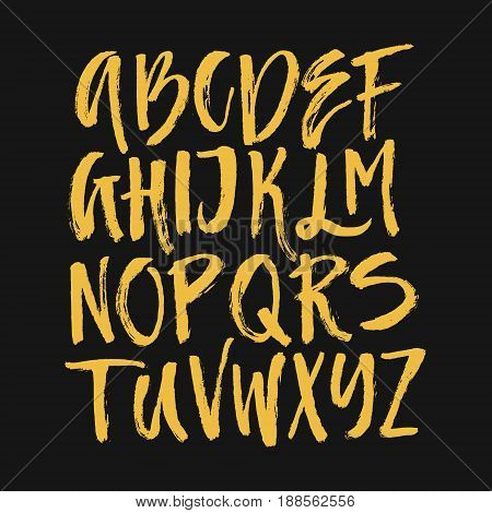 Handdrawn latin alphabet. Brushy letters. Vector ABC with real texture - letters isolated and easy to use for your lettering design. Sketchy script.