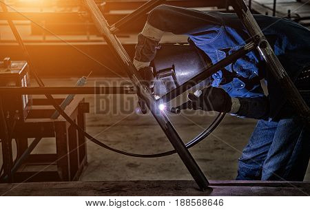 Pipe welding on the pipeline construction, indutrial
