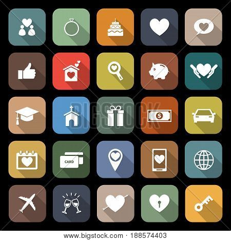 Family flat icons with long shadow, stock vector