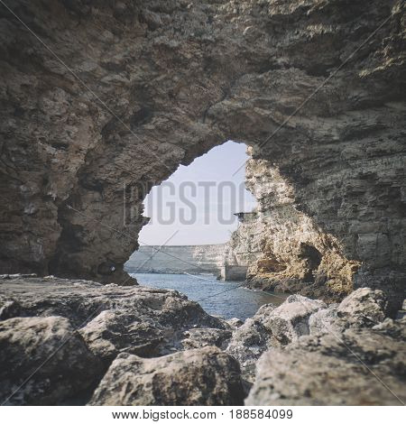 Atlesh Arch. Rocky Coast Of Cape Tarhankut In Crimea