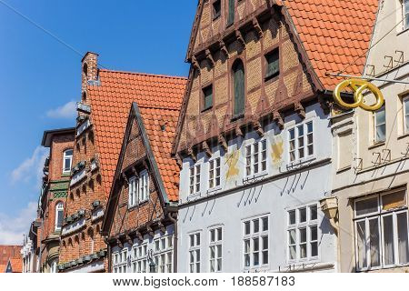 LUNEBURG, GERMANY - MAY 21, 2017: Historic facades in the old center of Luneburg, Germany