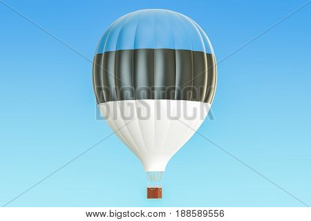 Hot air balloon with Estonia flag 3D rendering