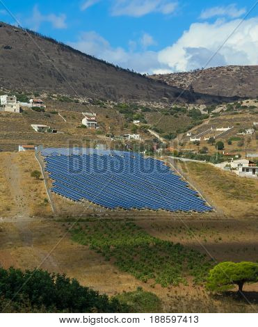 Solar panels field in Dipseliza, near Keratea, Attica, Greece