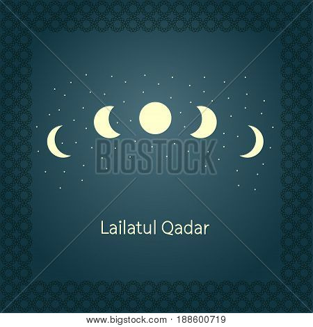 Laylatul Qadar. moon. Arab pattern. Vector illustration.