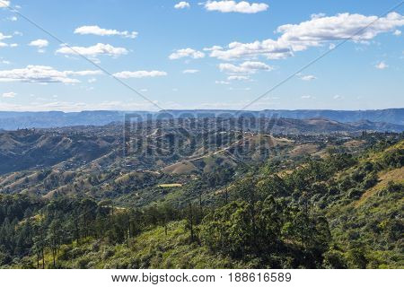 Valley Of A Thousand Hills Against Blue Cloudy Sky