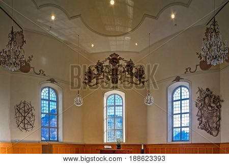 Beautiful Highwindows In Old Church, View From The Inside