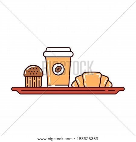 Illustration of different kinds of fast food on white background