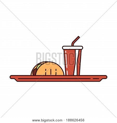 Illustration of different kinds of fast food on white background