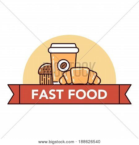 Illustration of different kinds of fast food on white background