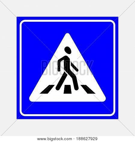 road sign the crosswalk walking man on a blue background fully editable vector image