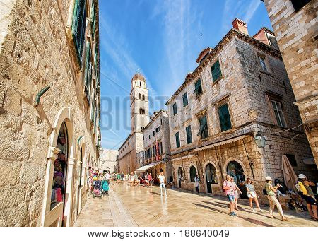 Stradun Street And People At Old City Dubrovnik