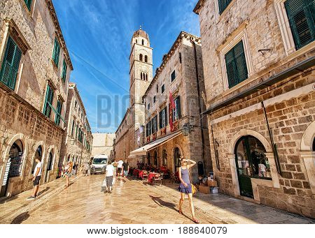 Stradun Street And People In Old Town Dubrovnik