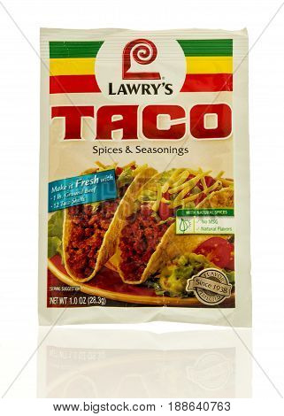 Winneconne WI - 13 May 2017: A packet of Lawry's taco seasonings on an isolated background.