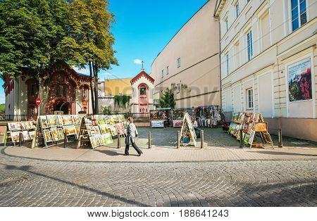 People At Street Market Near Church Of St Paraskeva Vilnius