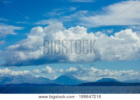 Islands in Greece on a sunny day with blue sky