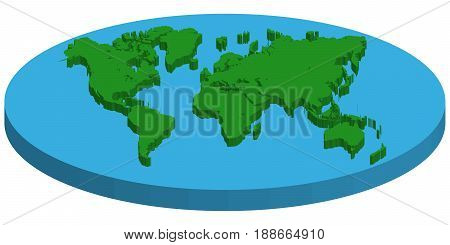 Map of flat 3d earth, vector concept FLAT EARTH