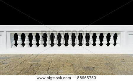 Classic railing with floor isolated on black background