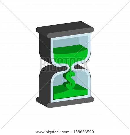Sandclock, Time Is Money Concept Symbol. Flat Isometric Icon Or Logo. 3D Style Pictogram For Web Des