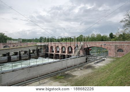 VARESE ITALY - MAY 12 2017: the Ditch of Panperduto and the Canale Villoresi 19th-century irrigation canal on Ticino river