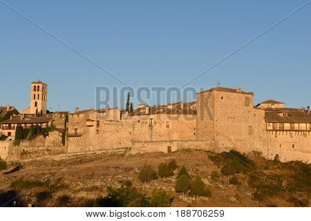 Sunrise in the village of Pedraza Segovia province; Castilla-Leon; Spain