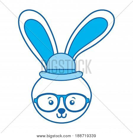 blue icon vintage rabbit face cartoon graphic design