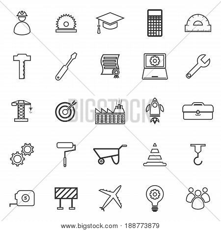 Engineering line icons on white background, stock vector