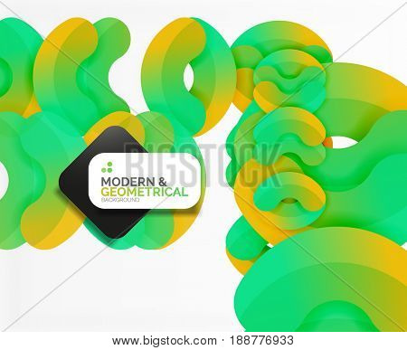 Abstract color geometric round shapes on white - elements with shadow, colorful composition