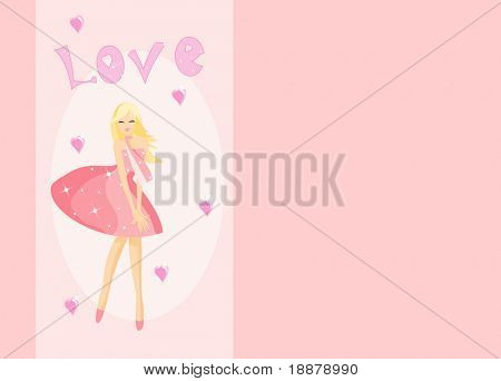 vector afbeelding van meisje in roze jurk