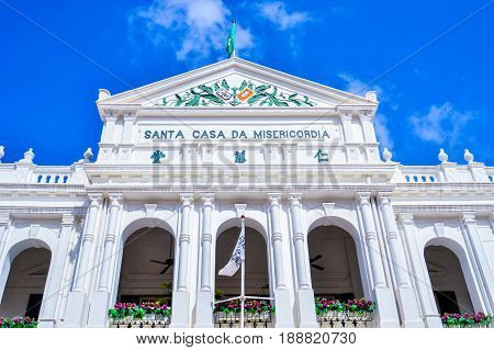 The Holy House of Mercy of Macau, is a historic building in Senado Square, Macau, China. Established as a branch of the Santa Casa da Misericrdia, it was first built in 1569 on the orders of the Bishop of Macau.