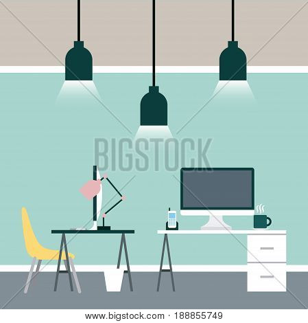 Businesswoman and businessman desk illustration icon vector desgin graphic