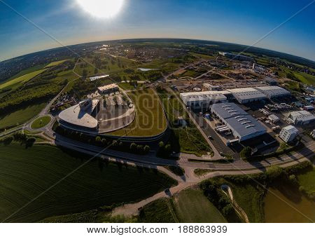 Aerial View Of An Industrial Zone Near Of Herzogenaurach In Bavaria