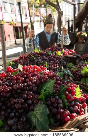 FUNCHAL MADEIRA PORTUGAL - SEPTEMBER 1 2016: Sceneries related to the production of wine during the Wine Festival in Funchal on Madera Portugal