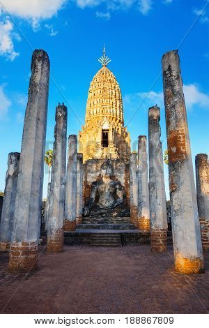 Sukhothai, Thailand - January 17 2017: Wat Phra Si Rattana Mahathat - Chaliang In The Precinct Of Si