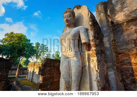 Sukhothai, Thailand - January 17 2017: Wat Phra Si Rattana Mahathat - Chaliang In The Precinct Of Si