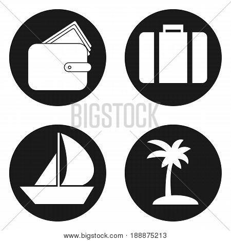 Travel and Tourism icons set in circle button. Vector illustration