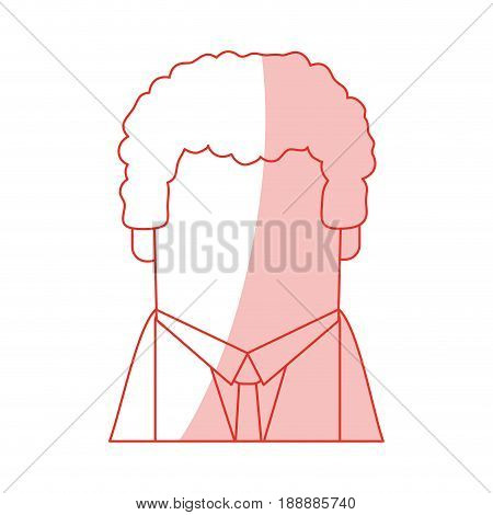 Flat line monocromatic avatar man over white background. Vector illustration.