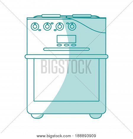 Flat line monocromatic stove over white background. Vector illustration.