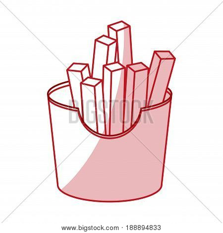 Flat line monocromatic french fries over white background. Vector illustration.