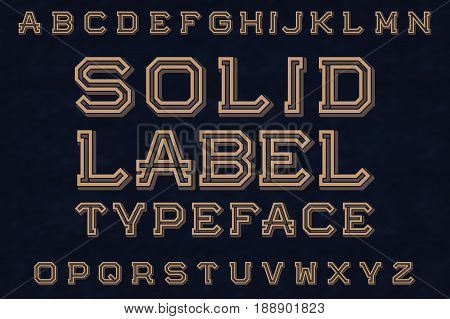 Solid Label Typeface font. Isolated english alphabet.