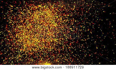 An Explosion Of Orange And Gold Embers Or Particles With Depth Of Field.