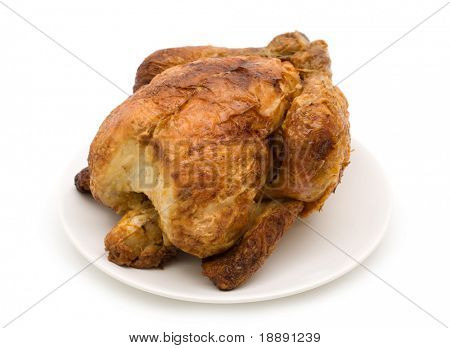 grillet kylling på hvid baggrund