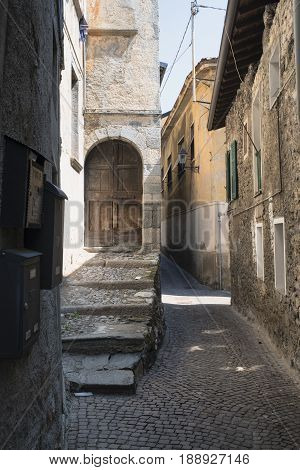 Asso (Como Lombardy Italy): typical street in the historic town