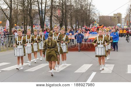 Kirishi, Russia - 9 May, The holiday procession of the action is an immortal regiment, 9 May, 2017.
Preparation and conduct of the action Immortal regiment in small cities of Russia.