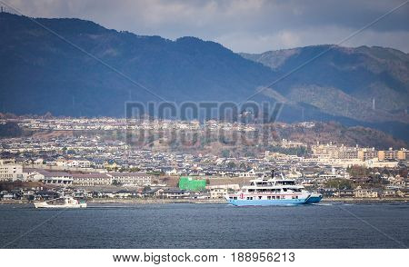 Ferry On The Sea In Hiroshima, Japan