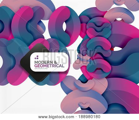 Abstract color geometric round shapes on white - elements with shadow, colorful composition