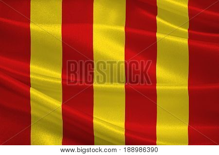 Flag of Forcalquier is a commune in the Alpes-de-Haute-Provence department in southeastern France. 3d illustration