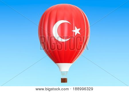Hot air balloon with Turkey flag 3D rendering