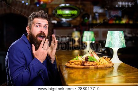 Delicious Meal. Enjoy Meal. Cheat Meal Concept. Hipster Hungry Eat Pub Fried Food. Restaurant Client