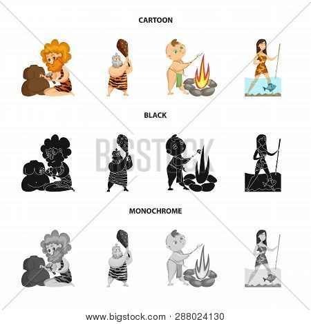 Vector Illustration Of Evolution  And Prehistory Sign. Collection Of Evolution  And Development  Sto