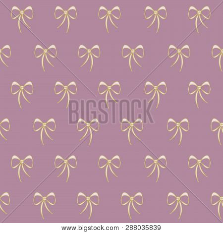 Vector Retro Lace Bows Seamless Pattern Background.